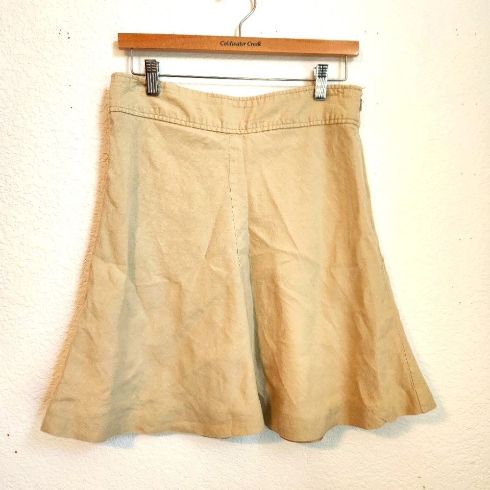 Merona Linen Lined Casual Tan A-lined Skirt, Size 4